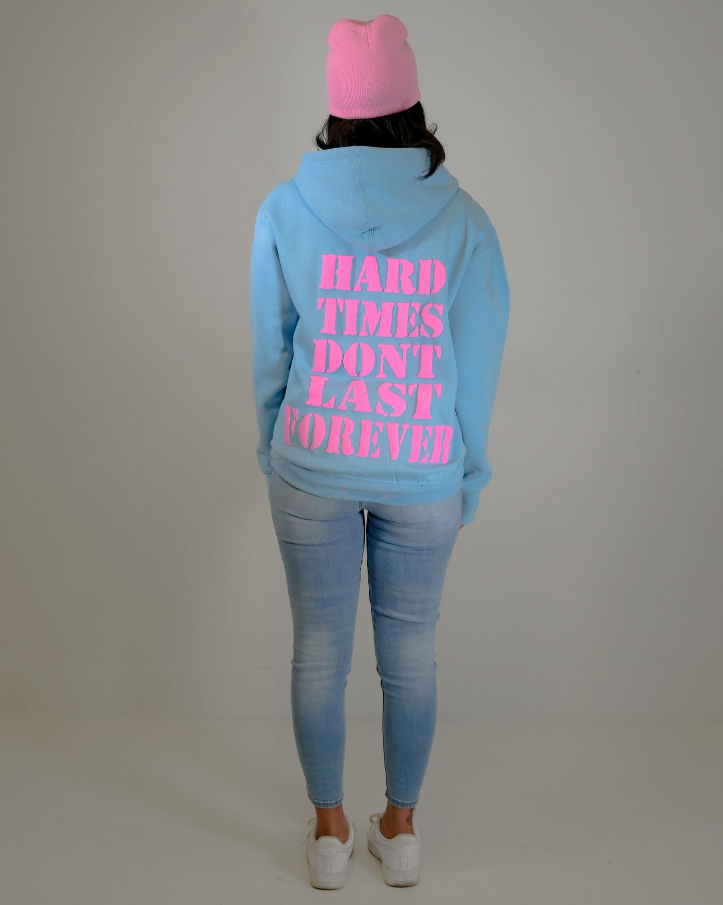 Hard Times Light Blue & Pink Hoodie