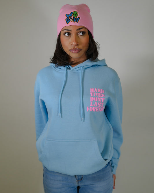 Hard Times Light Blue & Pink Hoodie