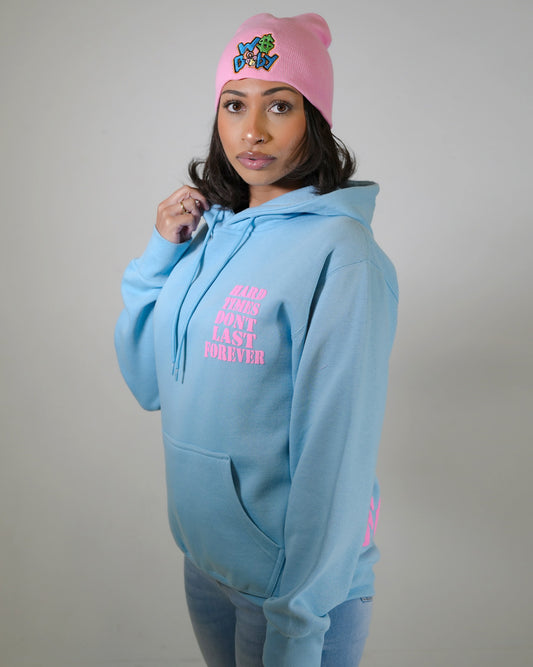 Hard Times Light Blue & Pink Hoodie